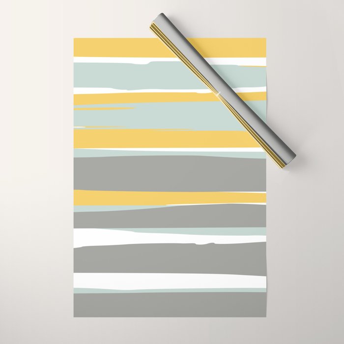 Stripe Abstract, Sun and Beach, Yellow, Pale, Aqua Blue and Gray Wrapping Paper Gallery Image 1
