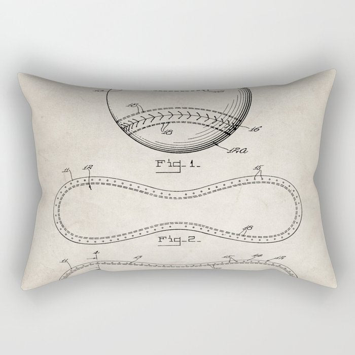 Baseball Patent - Softball Art - Antique Rectangular Pillow Gallery Image 1