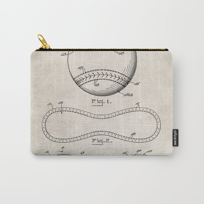 Baseball Patent - Softball Art - Antique Carry All Pouch Gallery Image 1