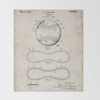 Baseball Patent - Softball Art - Antique Throw Blanket Gallery Image 2