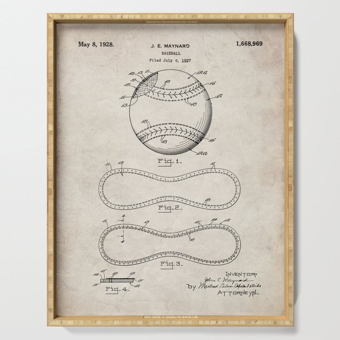 Baseball Patent - Softball Art - Antique Serving Tray Gallery Image 1