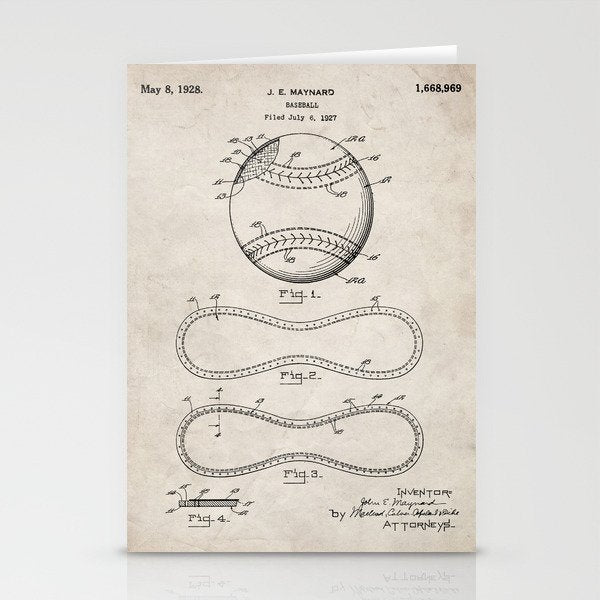 Baseball Patent - Softball Art - Antique Stationery Card Gallery Image 2