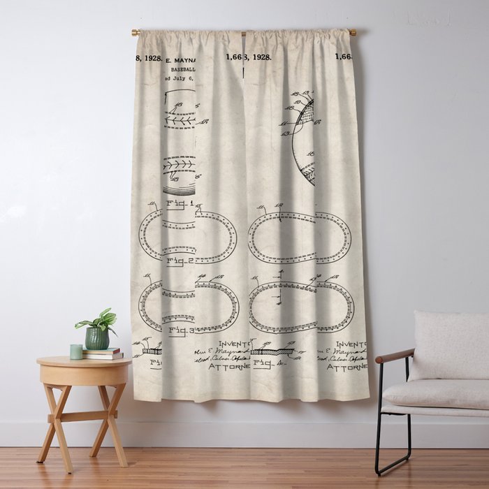 Baseball Patent - Softball Art - Antique Window Curtain Gallery Image 5