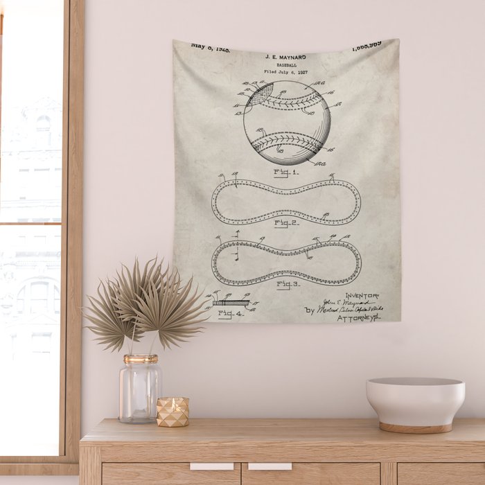 Baseball Patent - Softball Art - Antique Wall Tapestry Gallery Image 2