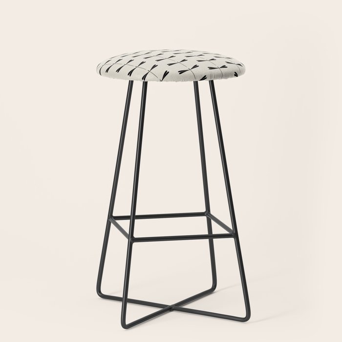 Dragonfly Pattern VIII Neutral Off White Stool Gallery Image 1