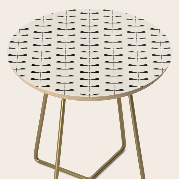 Dragonfly Pattern VIII Neutral Off White Side Table Gallery Image 2