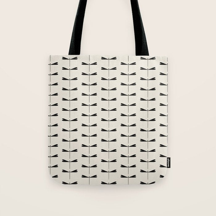 Dragonfly Pattern VIII Neutral Off White Tote Bag Gallery Image 1