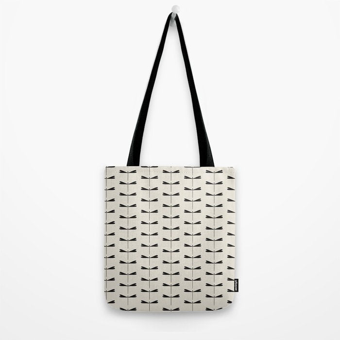 Dragonfly Pattern VIII Neutral Off White Tote Bag Gallery Image 2