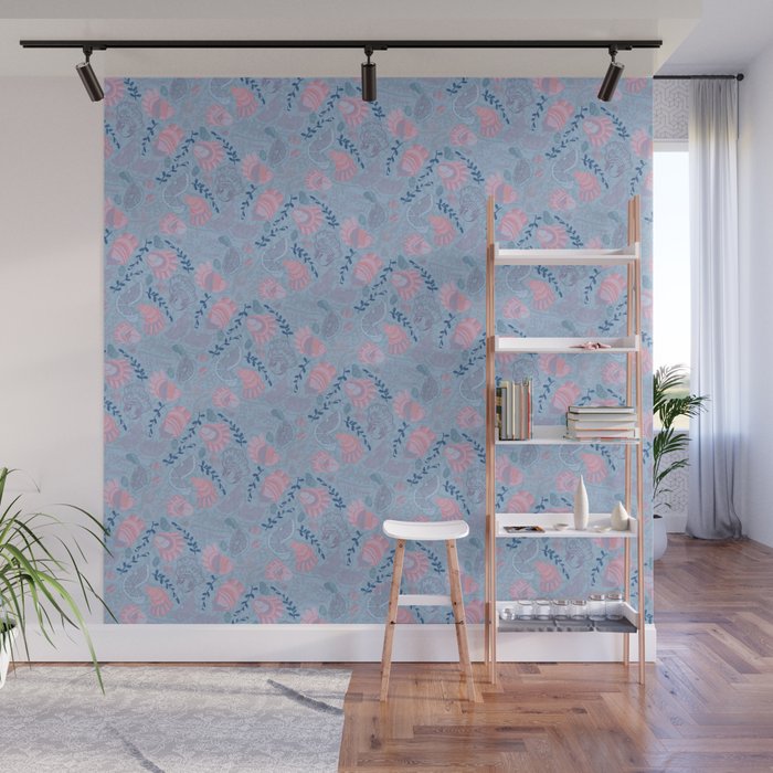 Coastal Oysters on the Beach in Sea Blue & Lavender Wall Mural Gallery Image 1