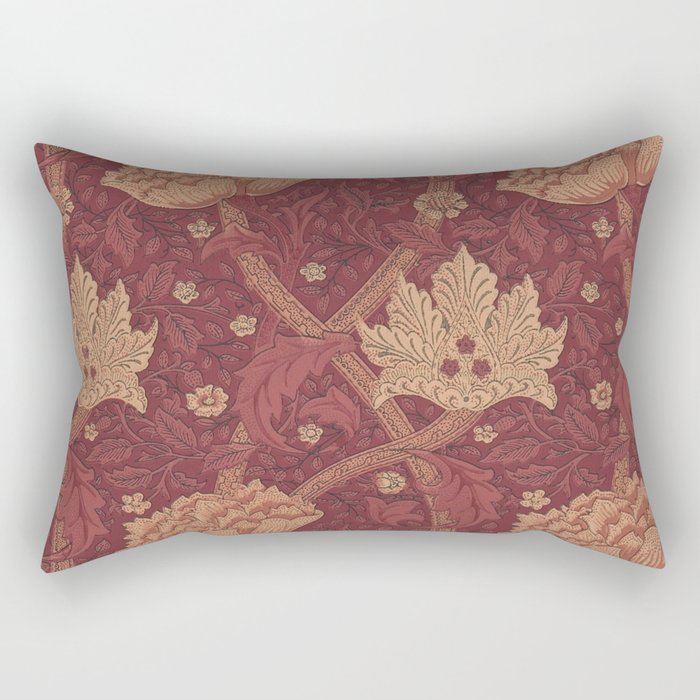 William Morris Windrush Dark Red Brick Vintage Pattern Rectangular Pillow Gallery Image 2