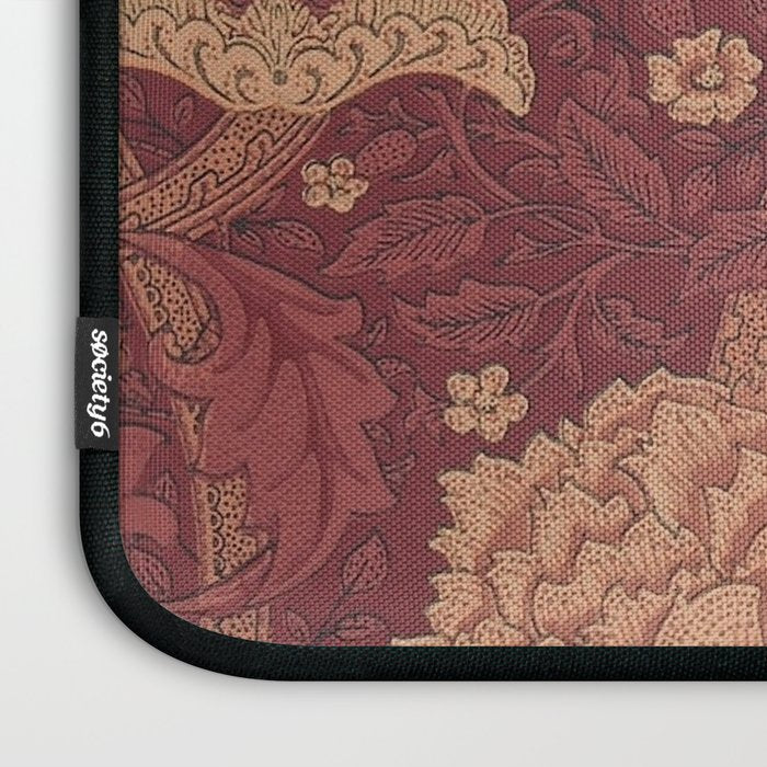 William Morris Windrush Dark Red Brick Vintage Pattern Laptop Sleeve Gallery Image 3