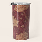 William Morris Windrush Dark Red Brick Vintage Pattern Travel Mug Gallery Image 3