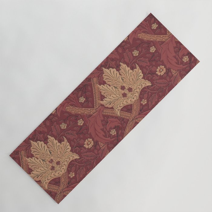 William Morris Windrush Dark Red Brick Vintage Pattern Yoga Mat Gallery Image 1