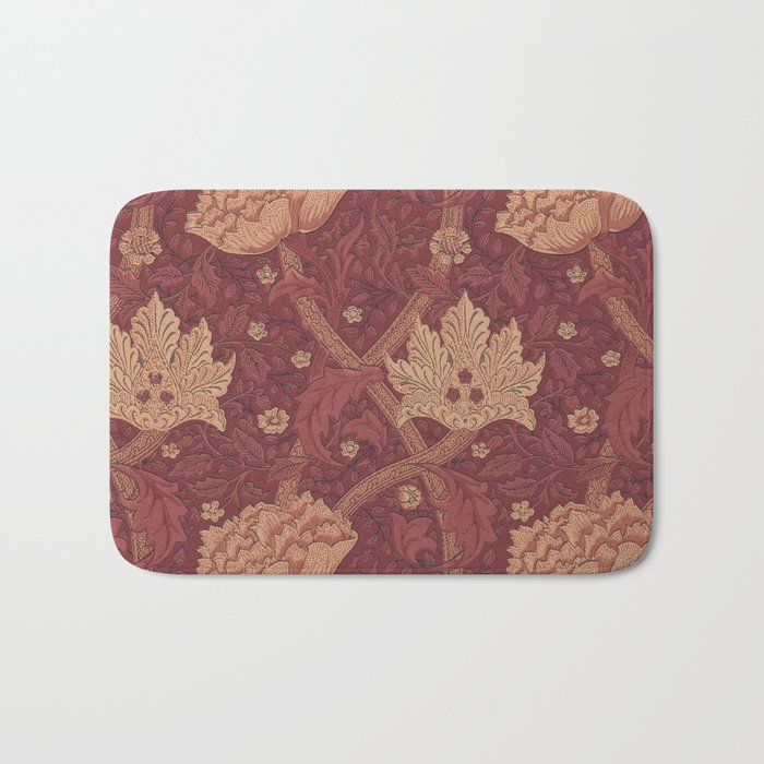 William Morris Windrush Dark Red Brick Vintage Pattern Bath Mat Gallery Image 1