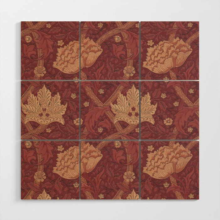 William Morris Windrush Dark Red Brick Vintage Pattern Wood Wall Art Gallery Image 1