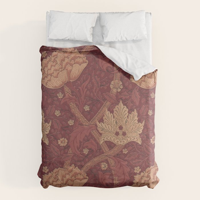 William Morris Windrush Dark Red Brick Vintage Pattern Duvet Cover Gallery Image 6