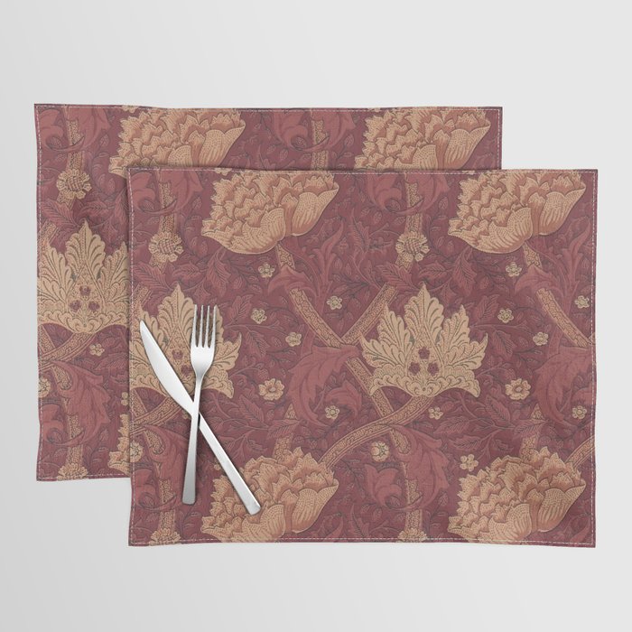 William Morris Windrush Dark Red Brick Vintage Pattern Placemat Gallery Image 1