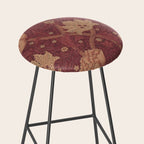 William Morris Windrush Dark Red Brick Vintage Pattern Stool Gallery Image 2