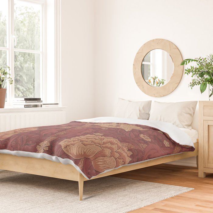 William Morris Windrush Dark Red Brick Vintage Pattern Duvet Cover Gallery Image 2