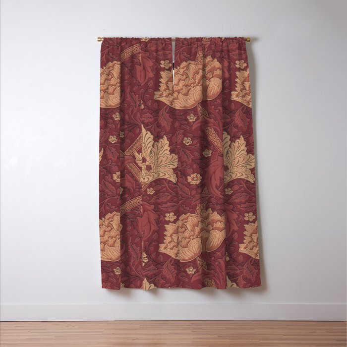 William Morris Windrush Dark Red Brick Vintage Pattern Window Curtain Gallery Image 3