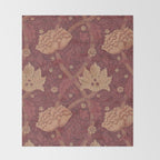 William Morris Windrush Dark Red Brick Vintage Pattern Throw Blanket Gallery Image 2