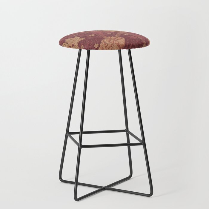 William Morris Windrush Dark Red Brick Vintage Pattern Stool Gallery Image 1