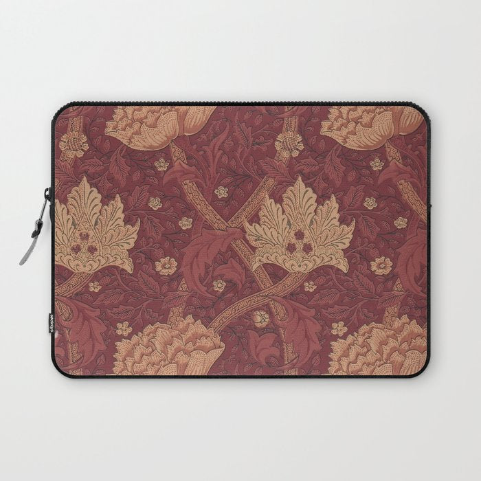 William Morris Windrush Dark Red Brick Vintage Pattern Laptop Sleeve Gallery Image 1