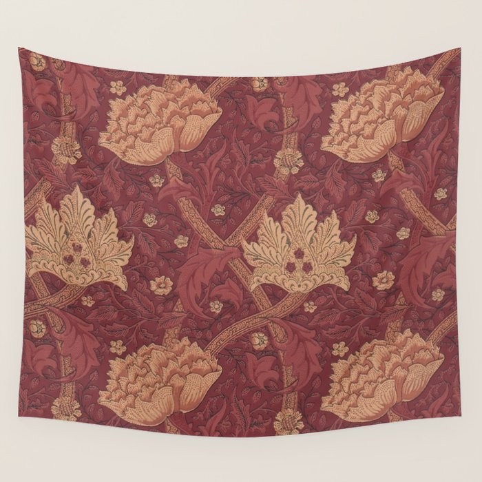 William Morris Windrush Dark Red Brick Vintage Pattern Wall Tapestry Gallery Image 1