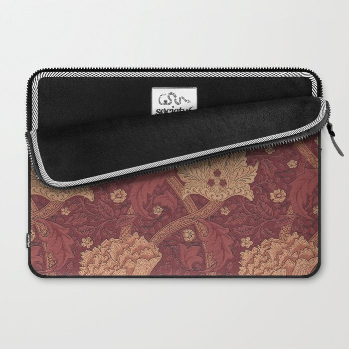 William Morris Windrush Dark Red Brick Vintage Pattern Laptop Sleeve Gallery Image 2