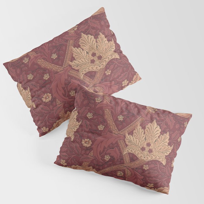 William Morris Windrush Dark Red Brick Vintage Pattern Pillow Sham Gallery Image 1