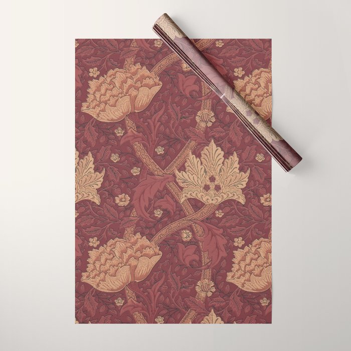 William Morris Windrush Dark Red Brick Vintage Pattern Wrapping Paper Gallery Image 1
