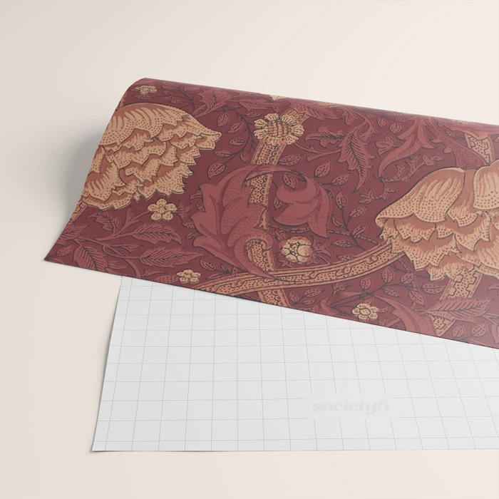 William Morris Windrush Dark Red Brick Vintage Pattern Wrapping Paper Gallery Image 2