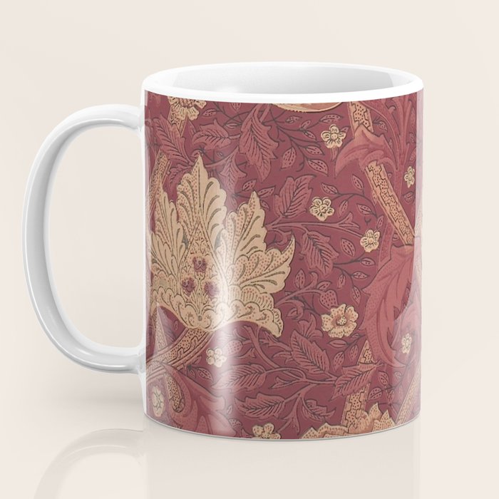 William Morris Windrush Dark Red Brick Vintage Pattern Coffee Mug Gallery Image 3