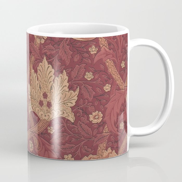 William Morris Windrush Dark Red Brick Vintage Pattern Coffee Mug Gallery Image 1