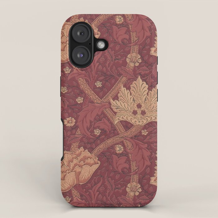William Morris Windrush Dark Red Brick Vintage Pattern iPhone Case Gallery Image 1