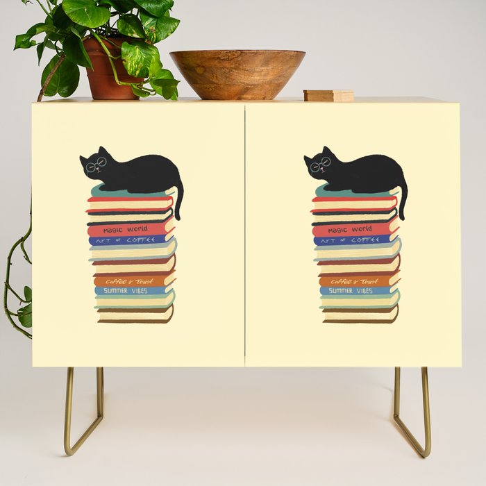 Hidden cat 31 reading books  Credenza Gallery Image 1