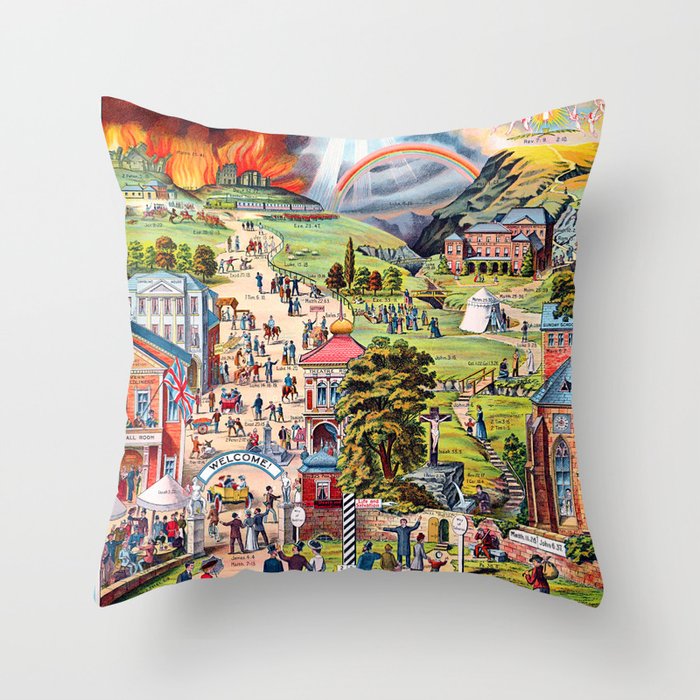 The Broad and Narrow Way Bible Passages Poster Throw Pillow Gallery Image 1