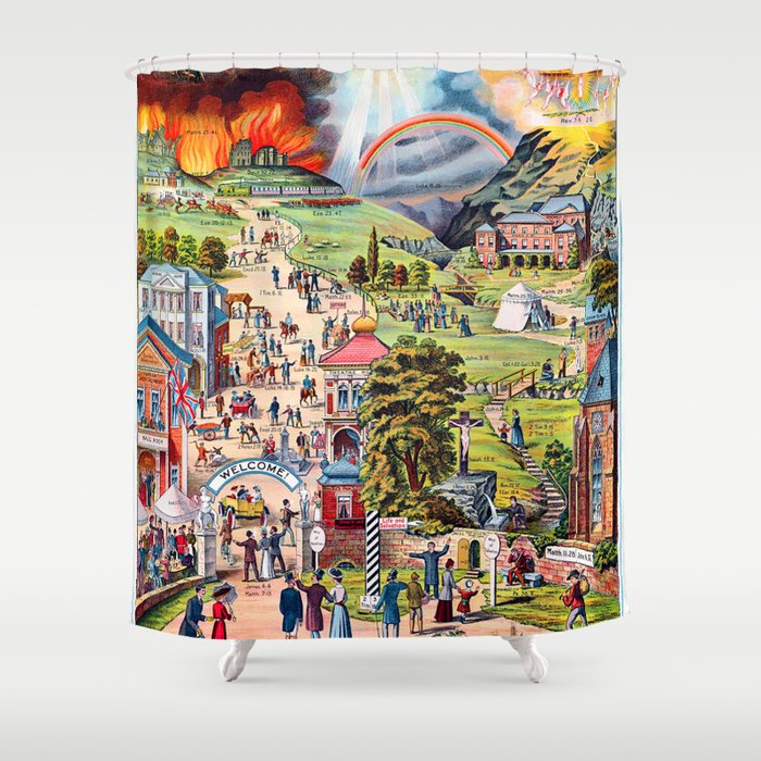The Broad and Narrow Way Bible Passages Poster Shower Curtain Gallery Image 1