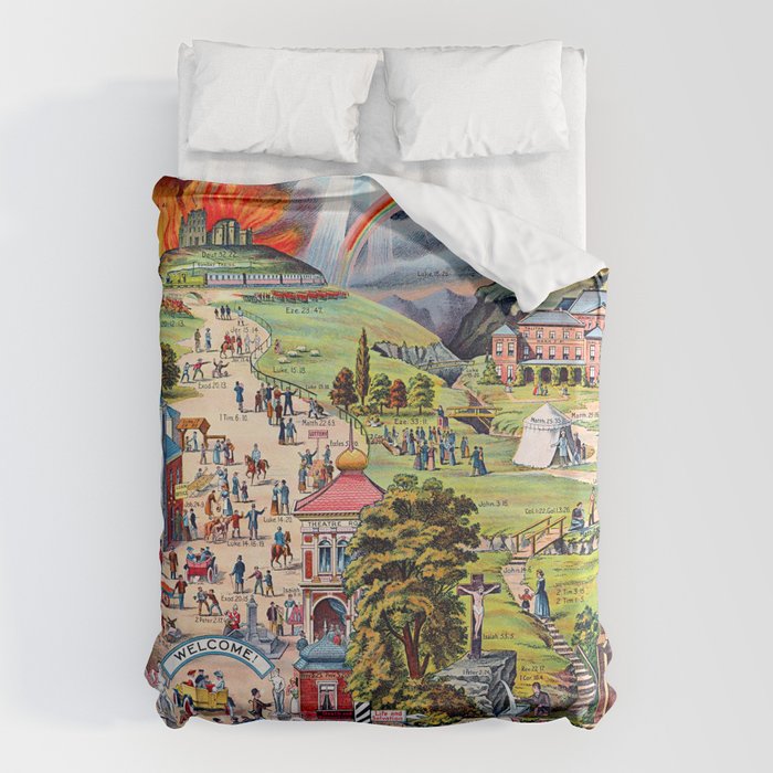 The Broad and Narrow Way Bible Passages Poster Duvet Cover Gallery Image 6