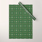 Art Deco Floral Tiles in Emerald Green and Faux Gold Wrapping Paper Gallery Image 1