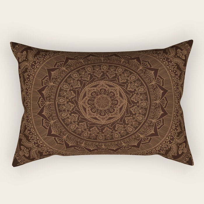 Mandala Dark Chocolate Rectangular Pillow Gallery Image 2