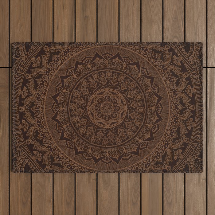 Mandala Dark Chocolate Outdoor Rug Gallery Image 1