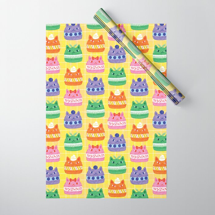 Cat Macaron Wrapping Paper Gallery Image 1