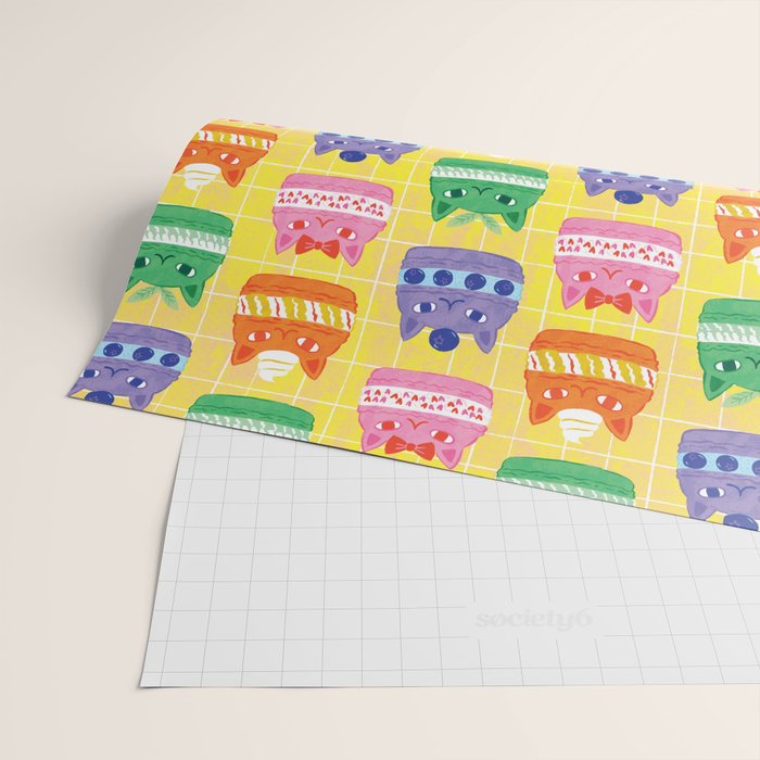 Cat Macaron Wrapping Paper Gallery Image 2