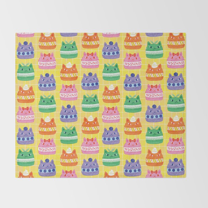 Cat Macaron Throw Blanket Gallery Image 2
