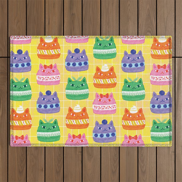 Cat Macaron Outdoor Rug Gallery Image 1