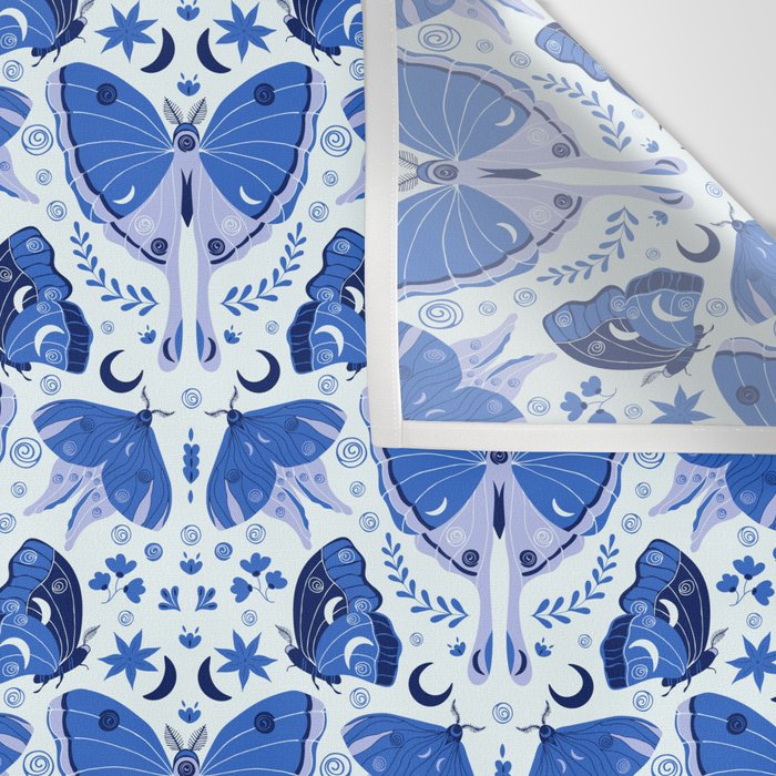 Vintage Blue Moths Wall Tapestry Gallery Image 3