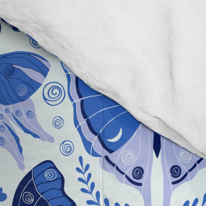 Vintage Blue Moths Comforter Gallery Image 4
