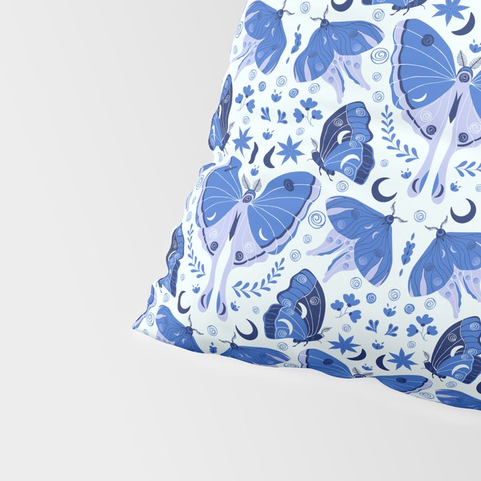 Vintage Blue Moths Pillow Sham Gallery Image 4