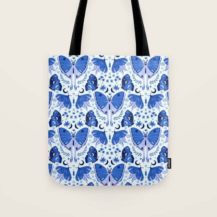Vintage Blue Moths Tote Bag Gallery Image 1